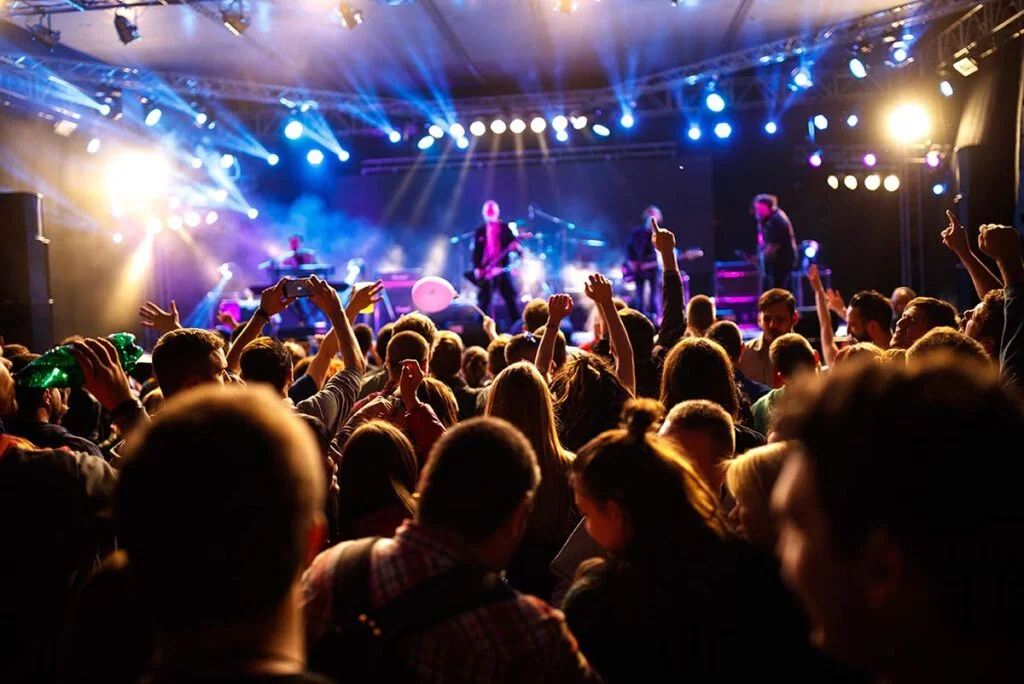 Imagem de show com luzes mostrando que os benefícios fiscais ajudaram no setor de eventos.