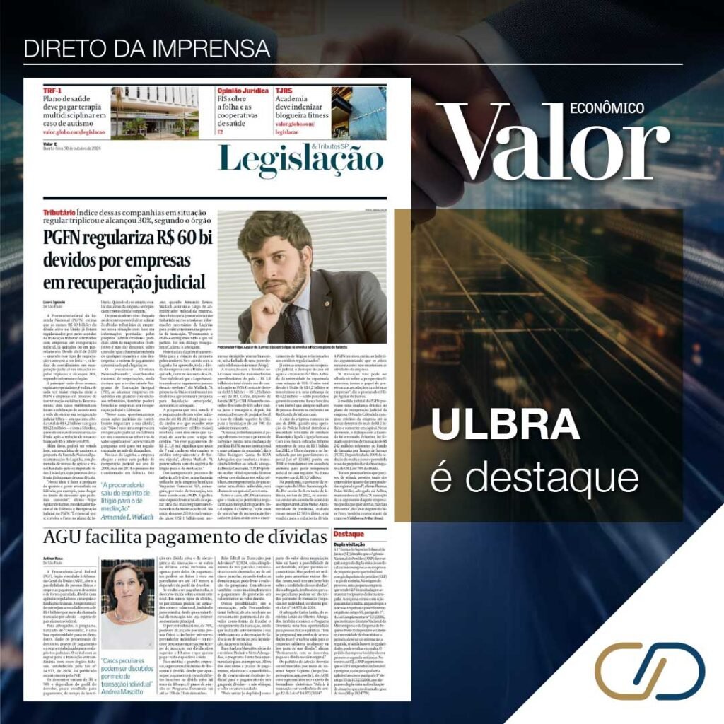 Imagem do artigo do valor sobre transação tributária e recuperação judicial de empresas